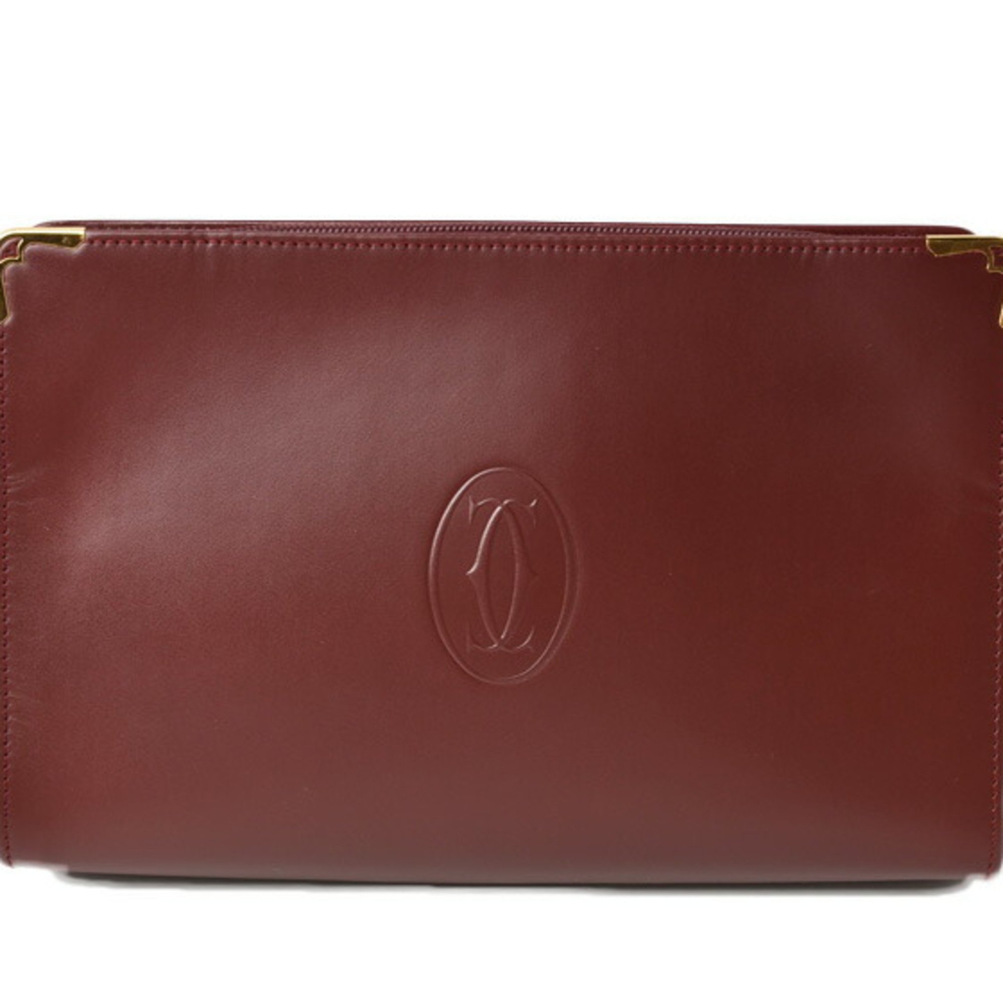 Cartier Clutch Bag Mastline Leather Bordeaux
